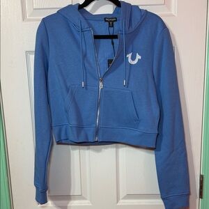 True Religion Women's Blue Zip-Up Hoodie